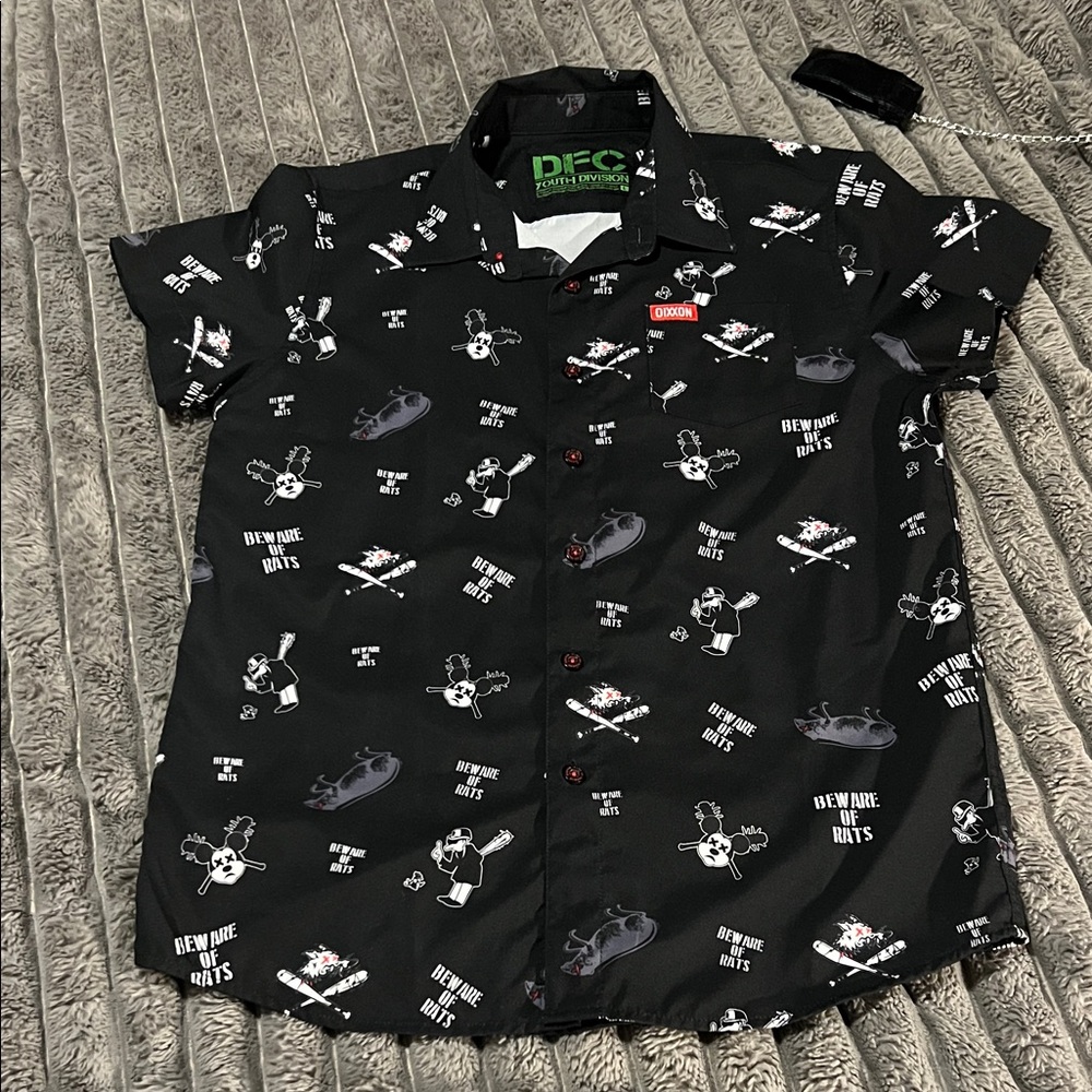 DIXXON Kids Black and White Graphic Button Down Shirt Rare Limited Edition